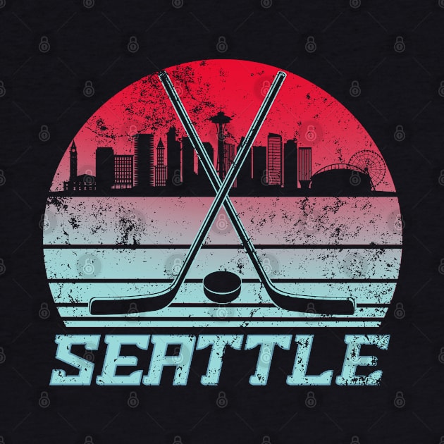 Retro Sunset Seattle Hockey by Ruffeli